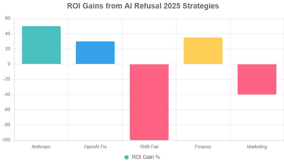 Aligned wins big. Alt: Bar graph ROI AI refusal cases 2025