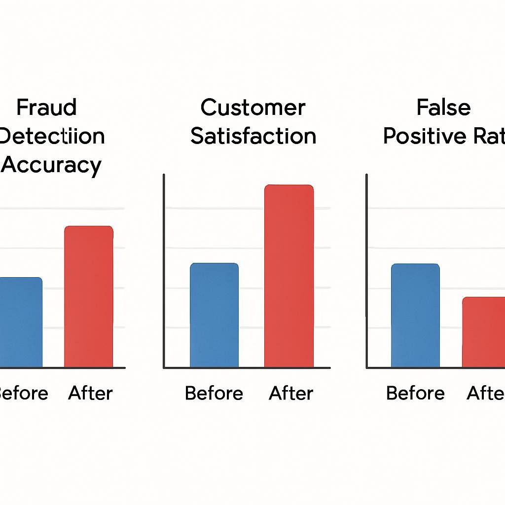 Before/after comparison charts showing these case studies' key metrics.