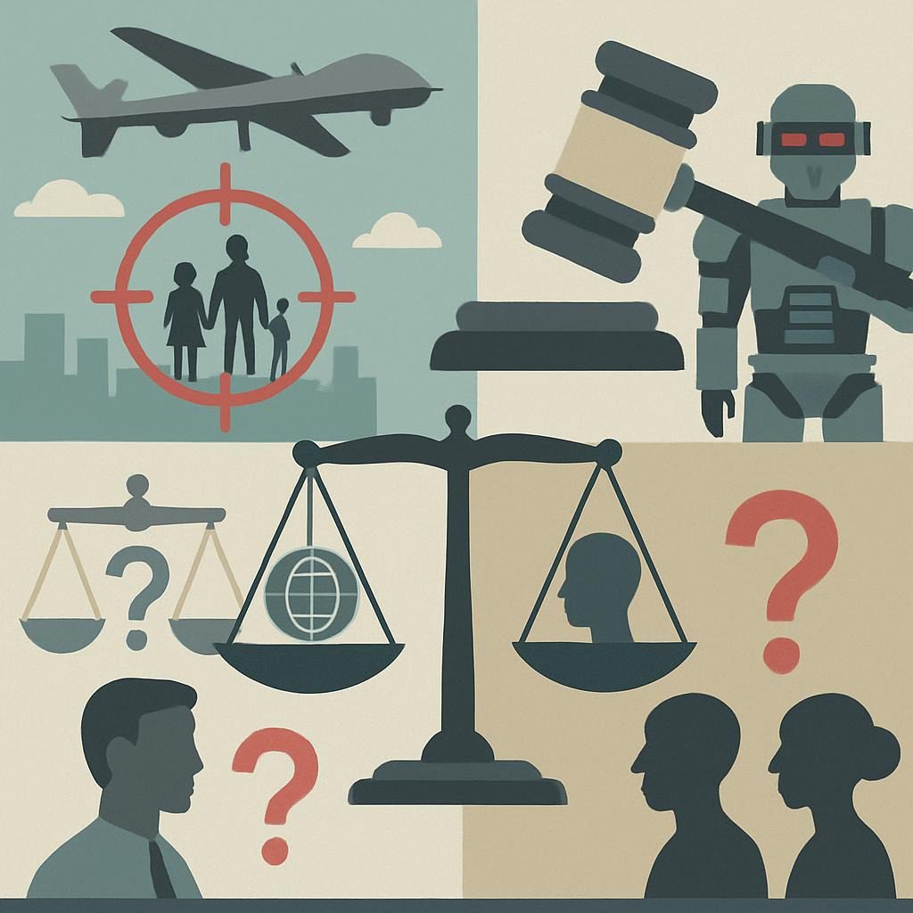 Infographic on AI ethical dilemmas in warfare.